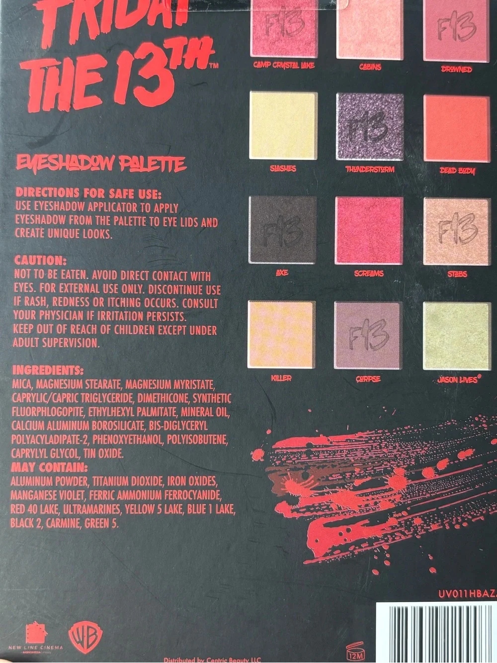 Warner Bros. Friday the 13th Green & Red Glow Eyeshadow Palette